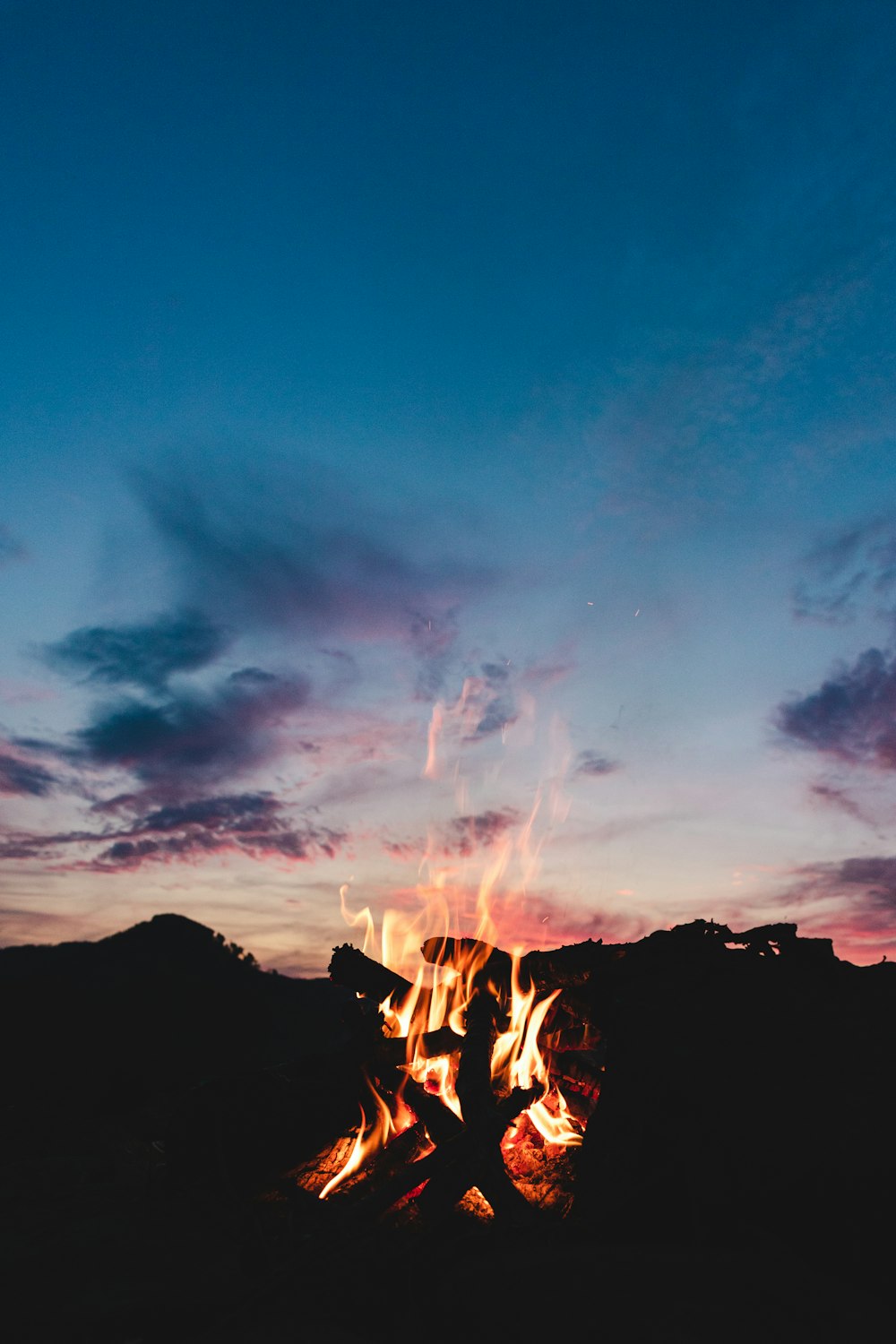 Watercolor Sunsets with Silhouettes : Dramatic Summer Sky, Clouds