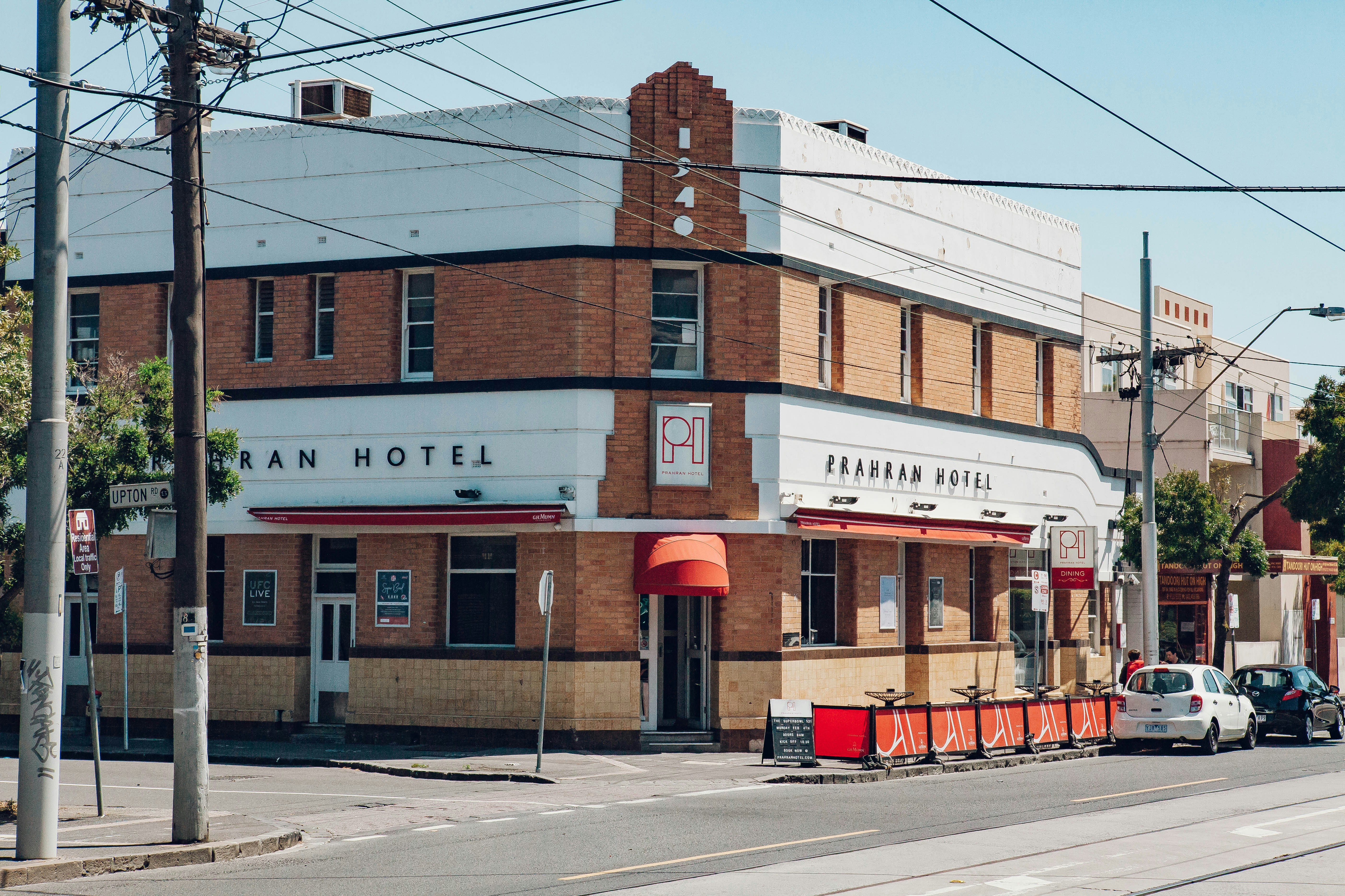 red and white concrete building