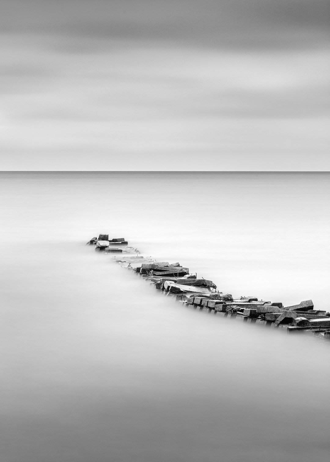 grayscale photo of body of water