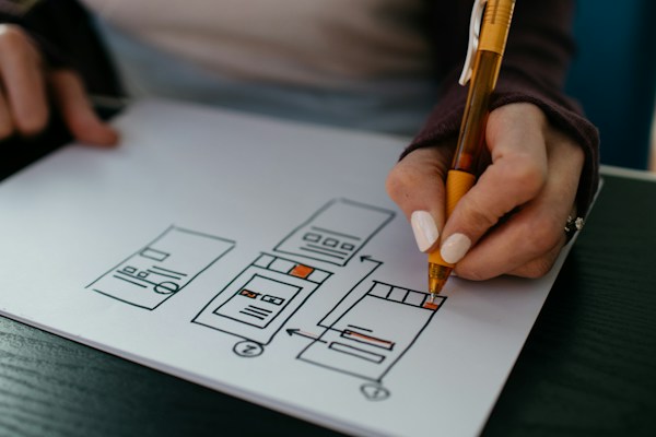 Web design mockups on screen
