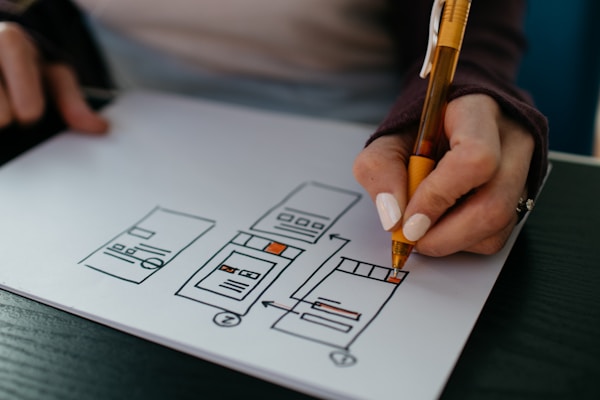 UX Work: Woman's hands drawing a wireframeby Kelly Sikkema