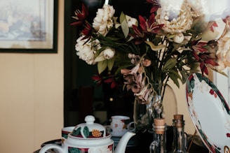 A collection of decorative gift items displayed on a stylish table.