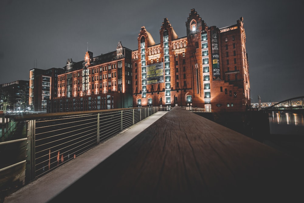 brown concrete building during night time