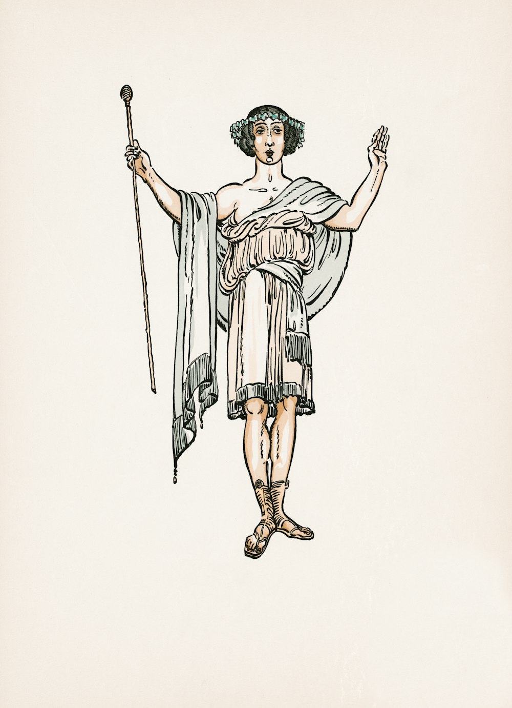 Femme en robe blanche tenant l’illustration de bâton