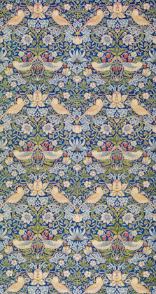 blue white and brown floral textile