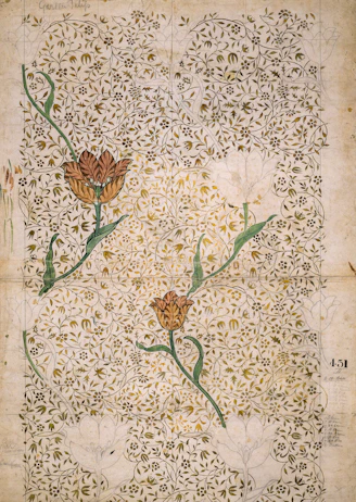 green and brown floral textile