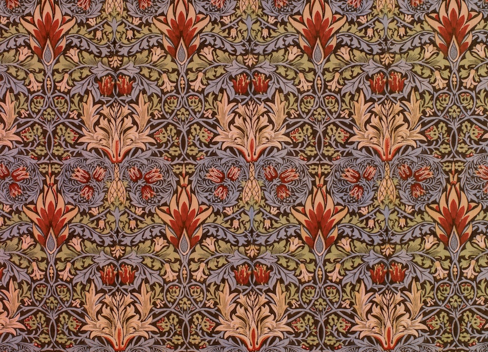 textile fleuri marron et beige