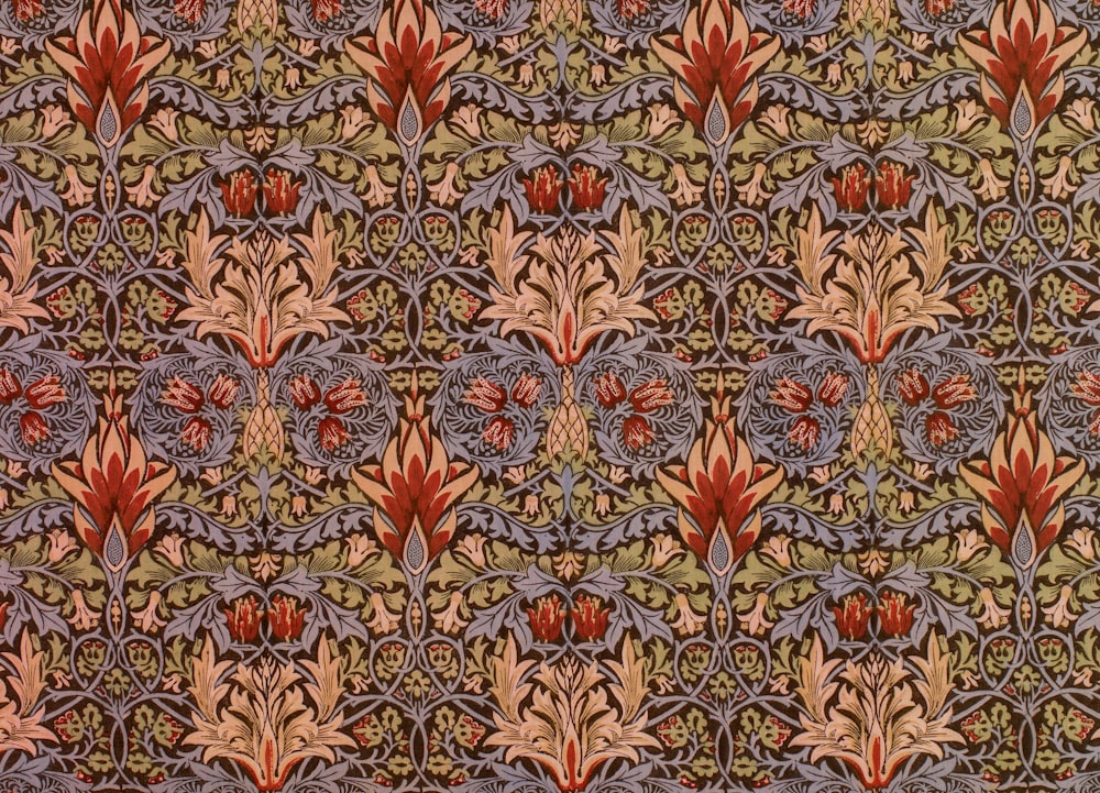 brown and beige floral textile