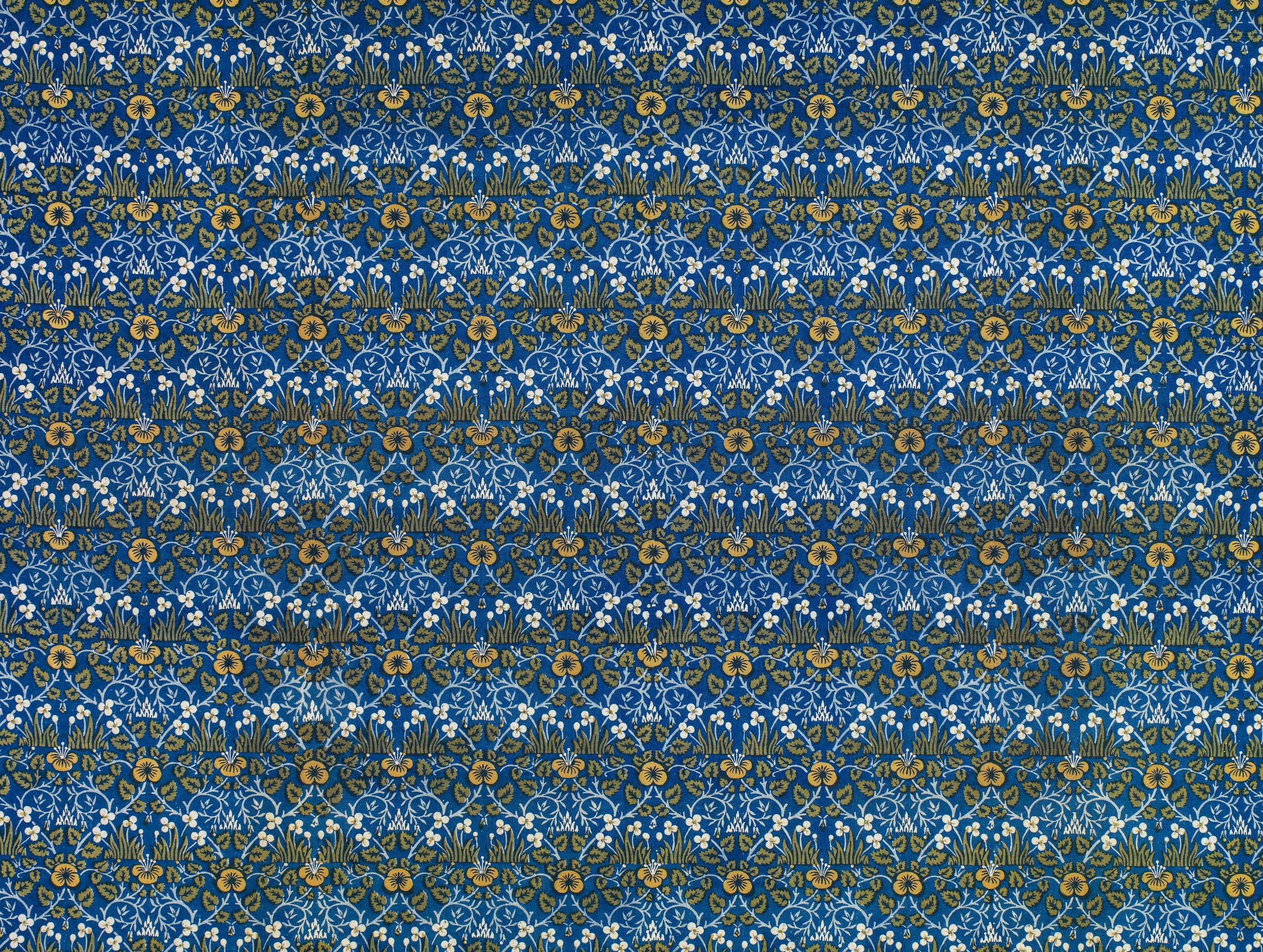 blue and yellow floral textile impressionism teams background