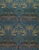 blue and white floral textile