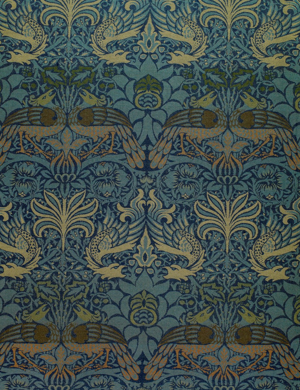 blau-weißes Blumentextil