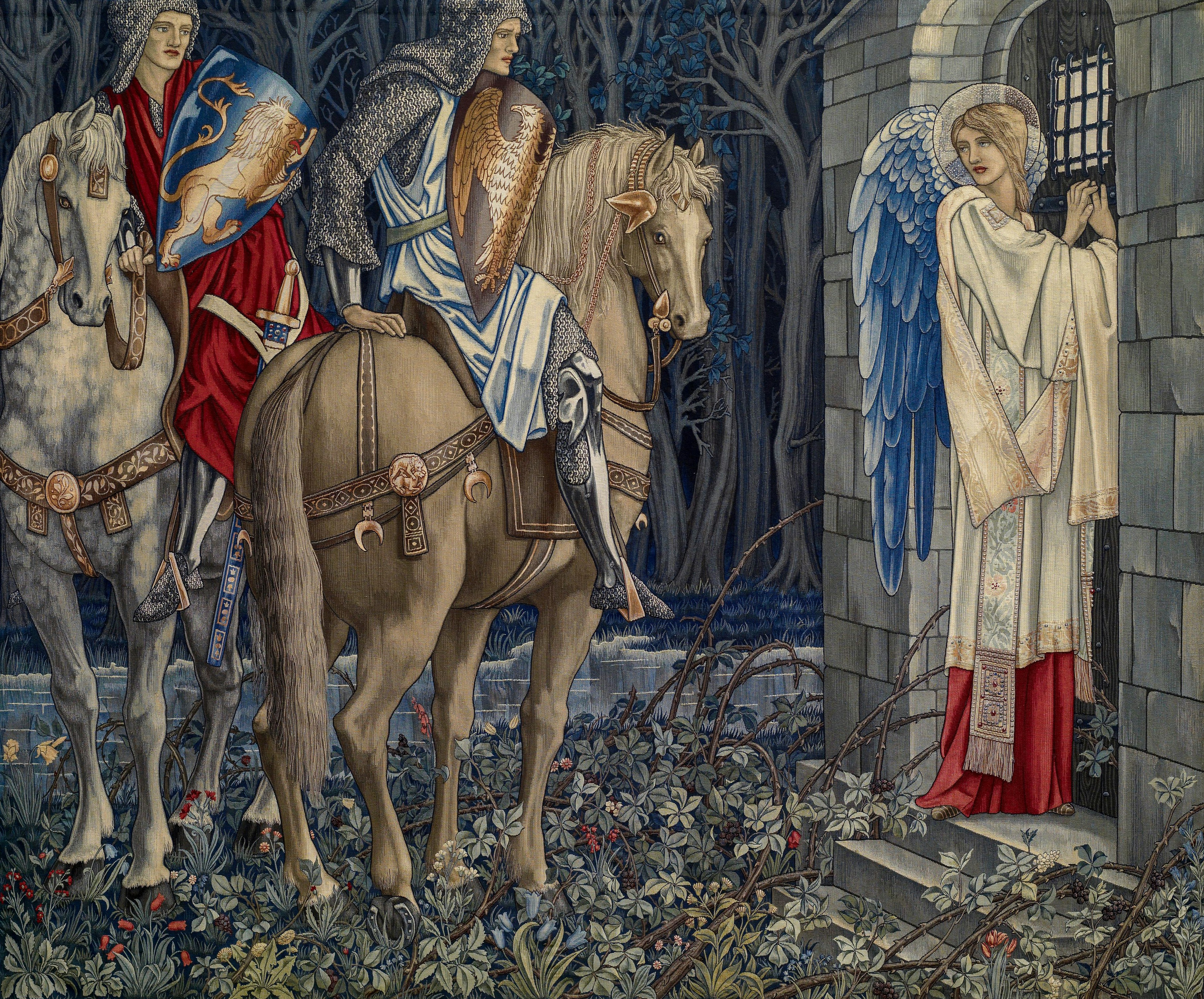 Quest for the Holy Grail Tapestries - Panel 3 - The Failure of Sir Gawaine; Sir Gawaine and Sir Uwaine at the Ruined Chapel, 1895-96