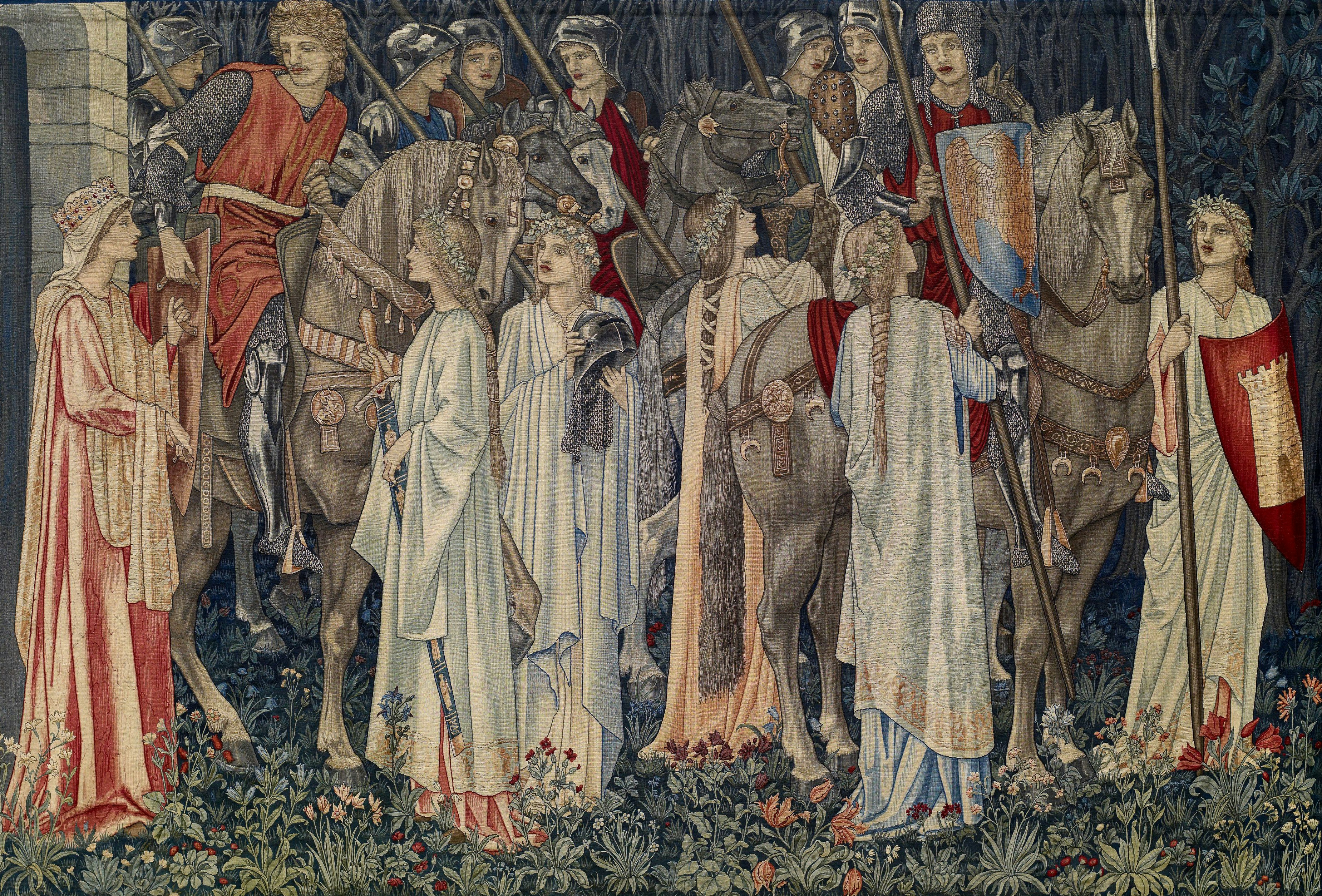 Quest for the Holy Grail Tapestries - Panel 2 - The Arming and Departure of the Knights, 1895-96