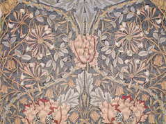 white blue and red floral textile