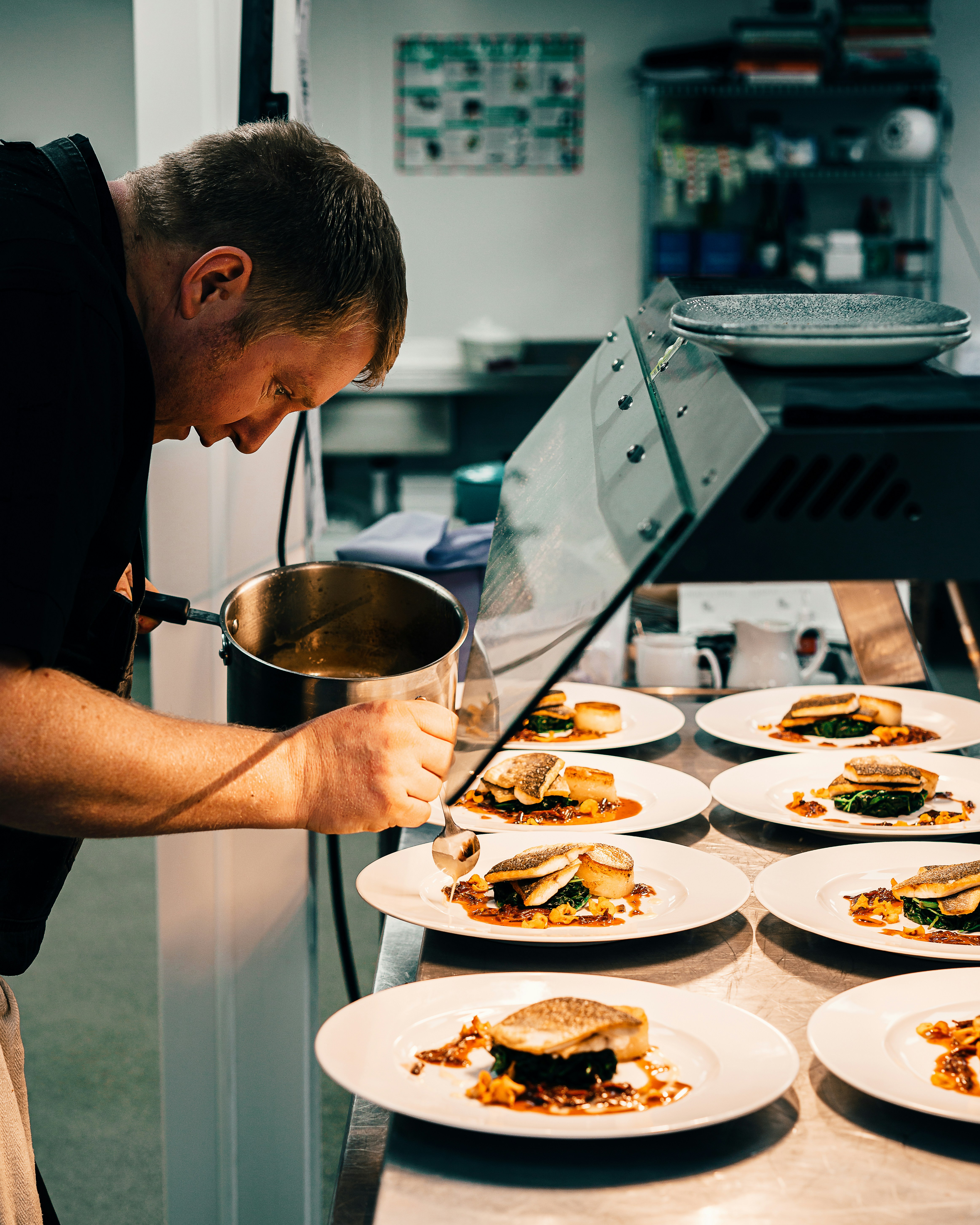 Chef preparing dishes