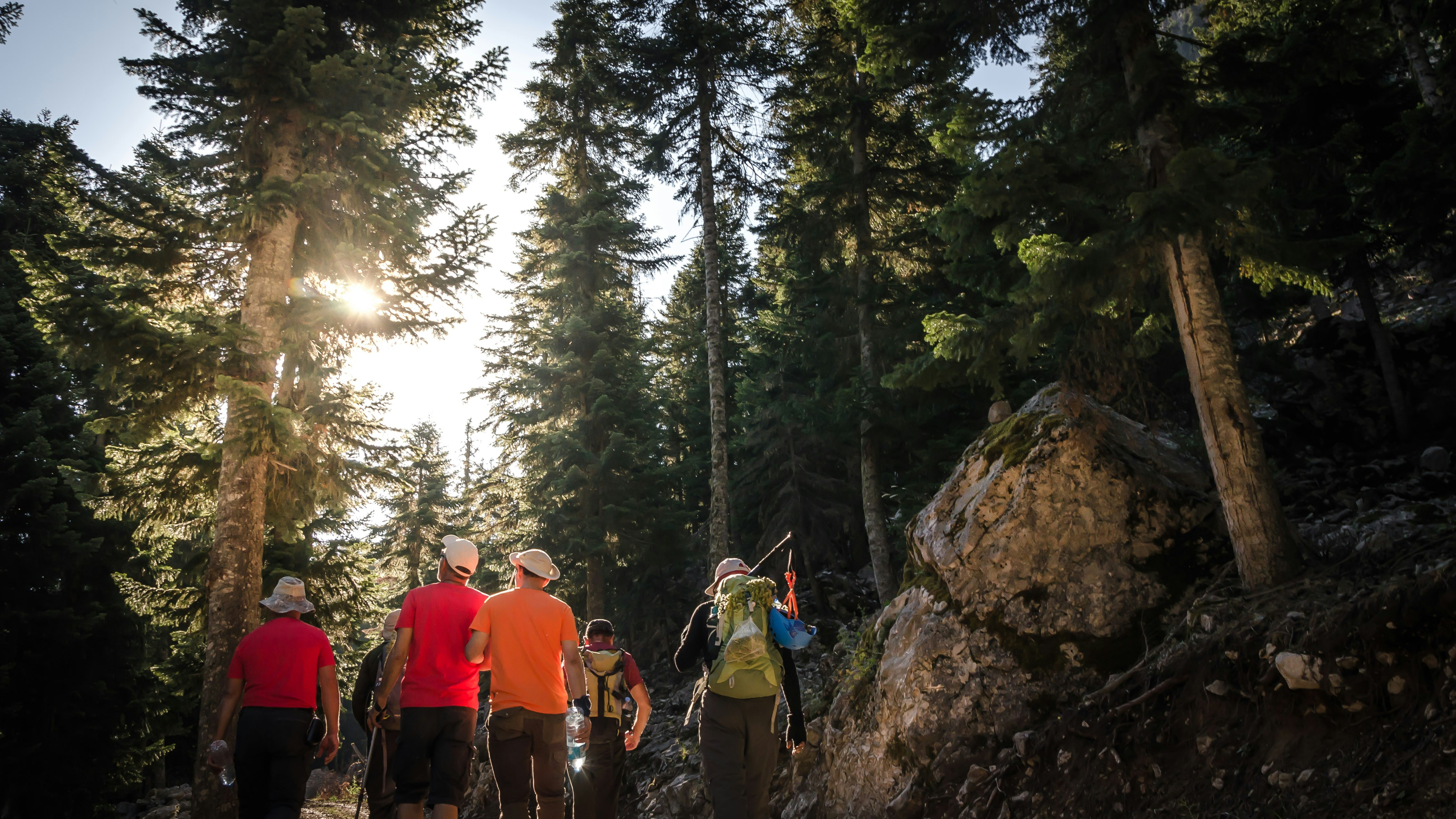 people hiking on rocky mountain during daytime