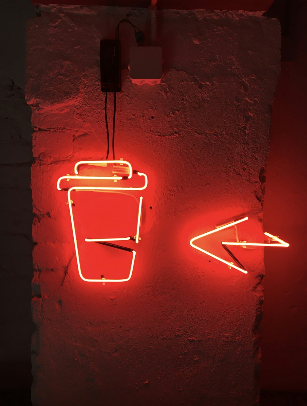 red and white neon light