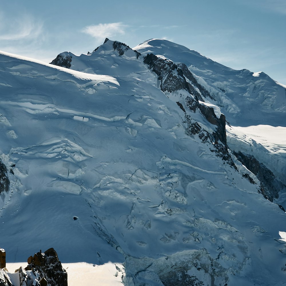 snow covered mountain during daytime