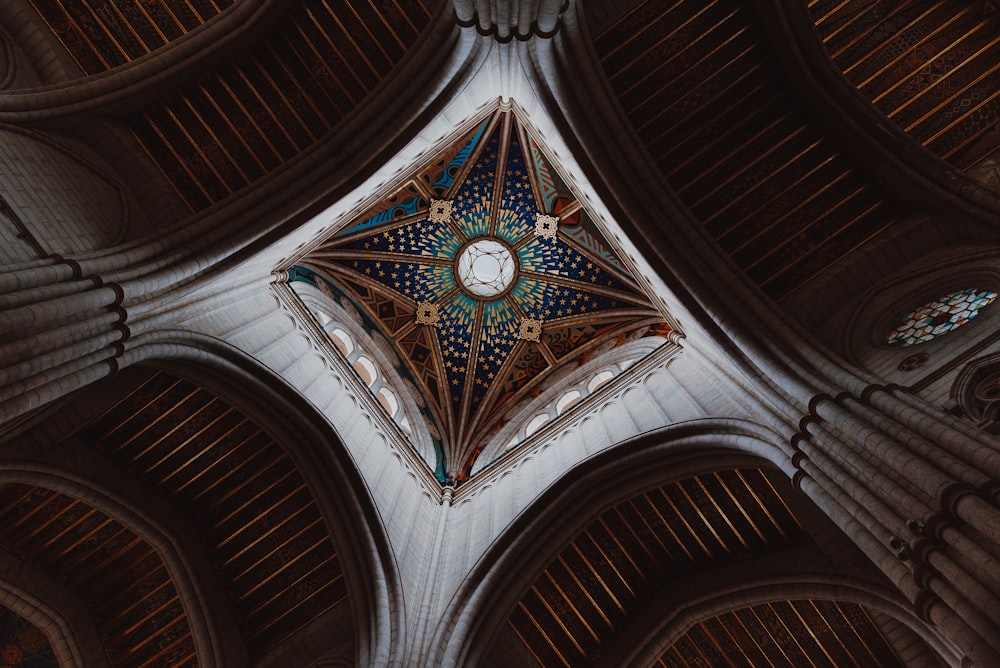 blue and white floral ceiling