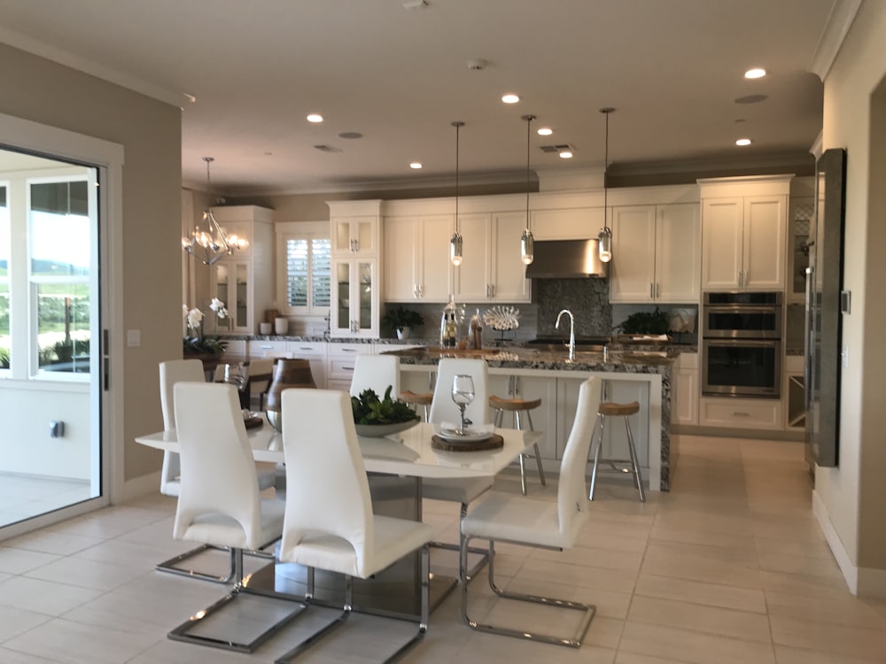 white dining table and chairs