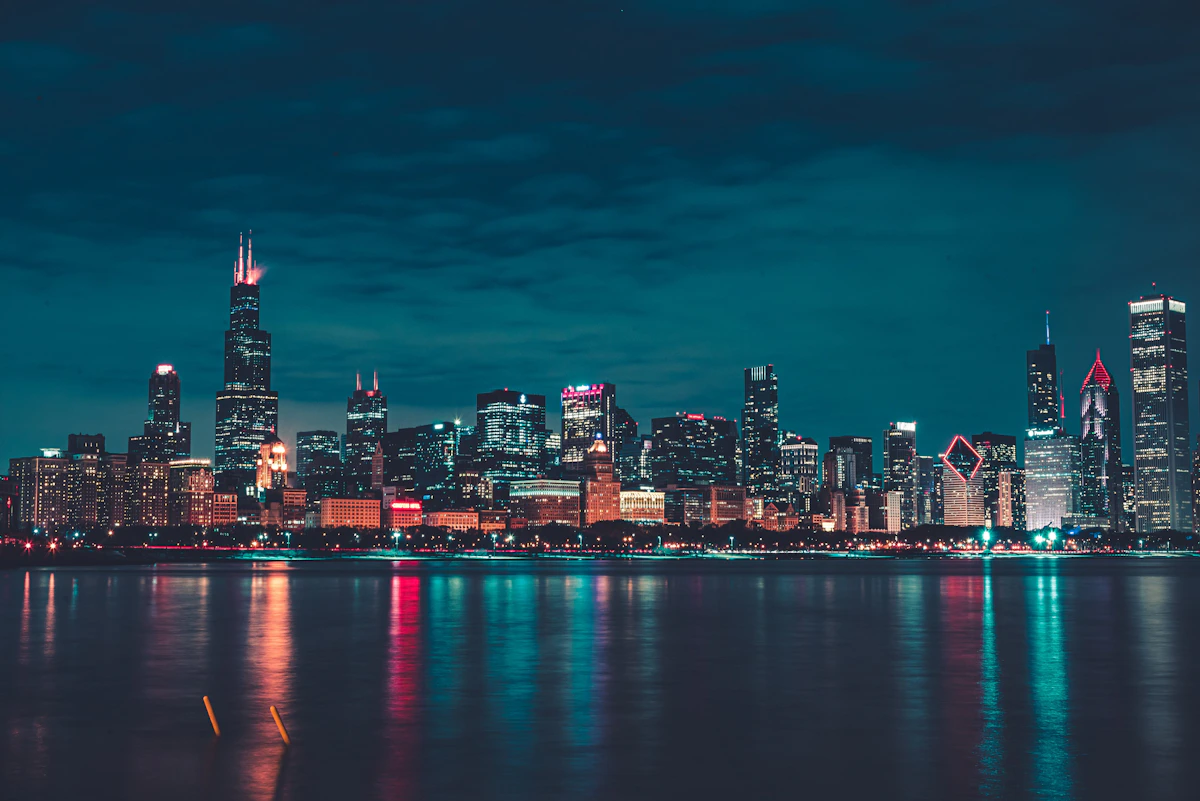 Chicago skyline at night