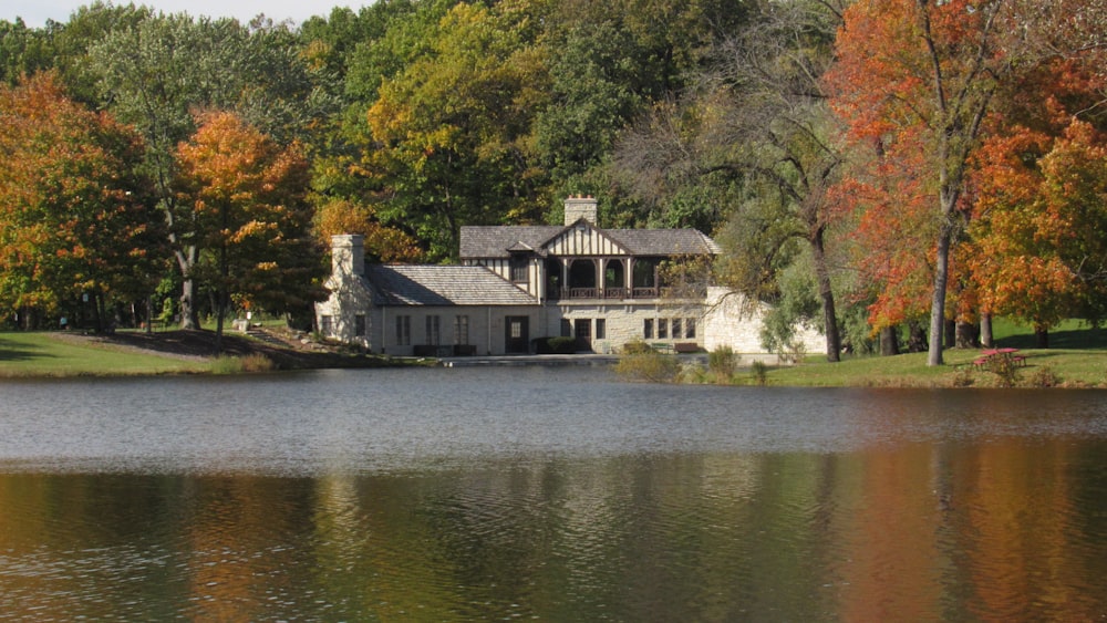 white and black house near river during daytime