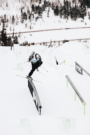 A young skier mastering their technique during a training session.