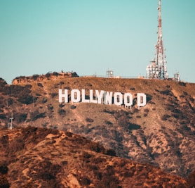 brown and white hollywood sign