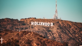 brown and white hollywood sign