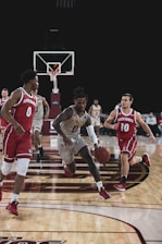 man in black and red basketball jersey shirt