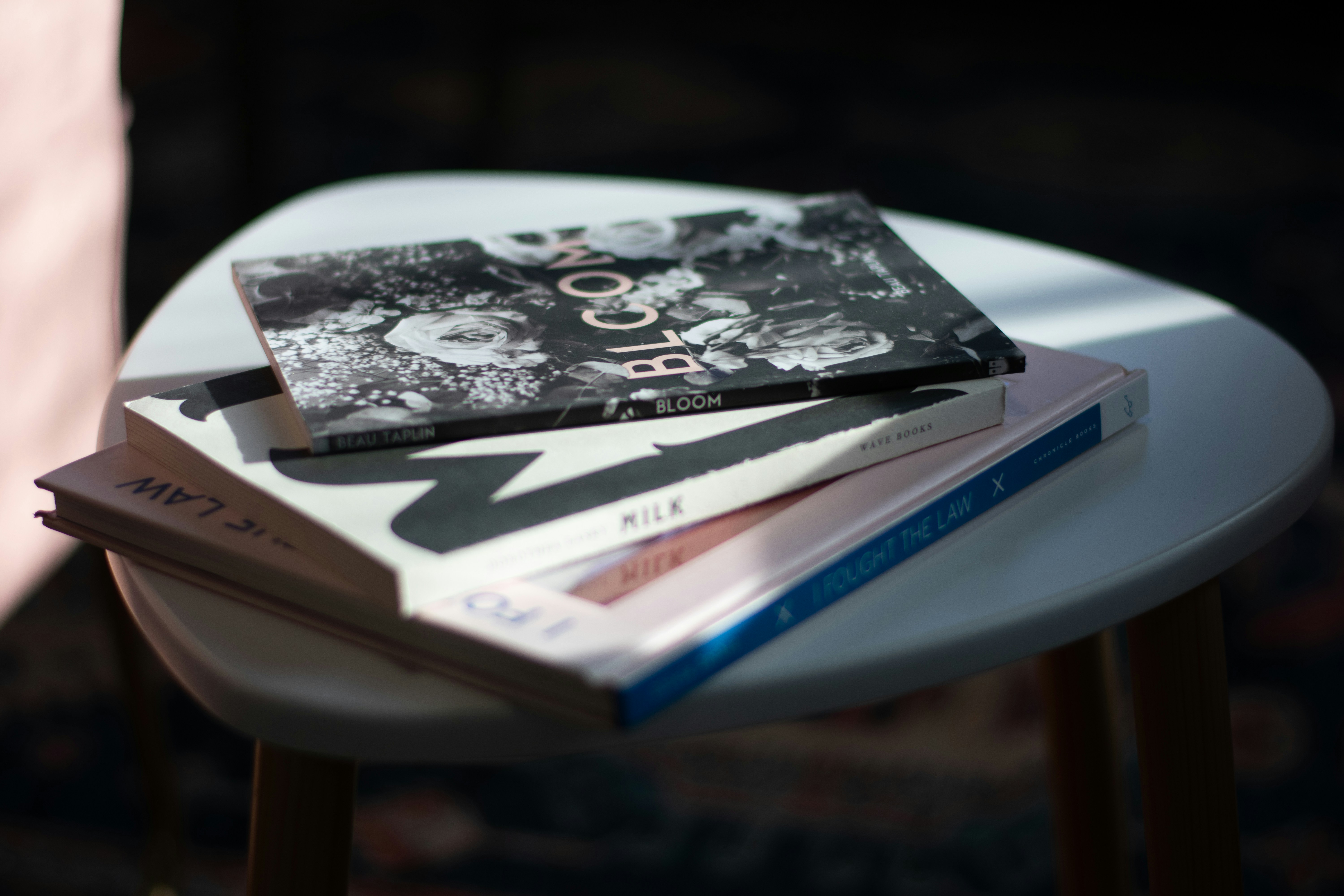 vinyl record on white book