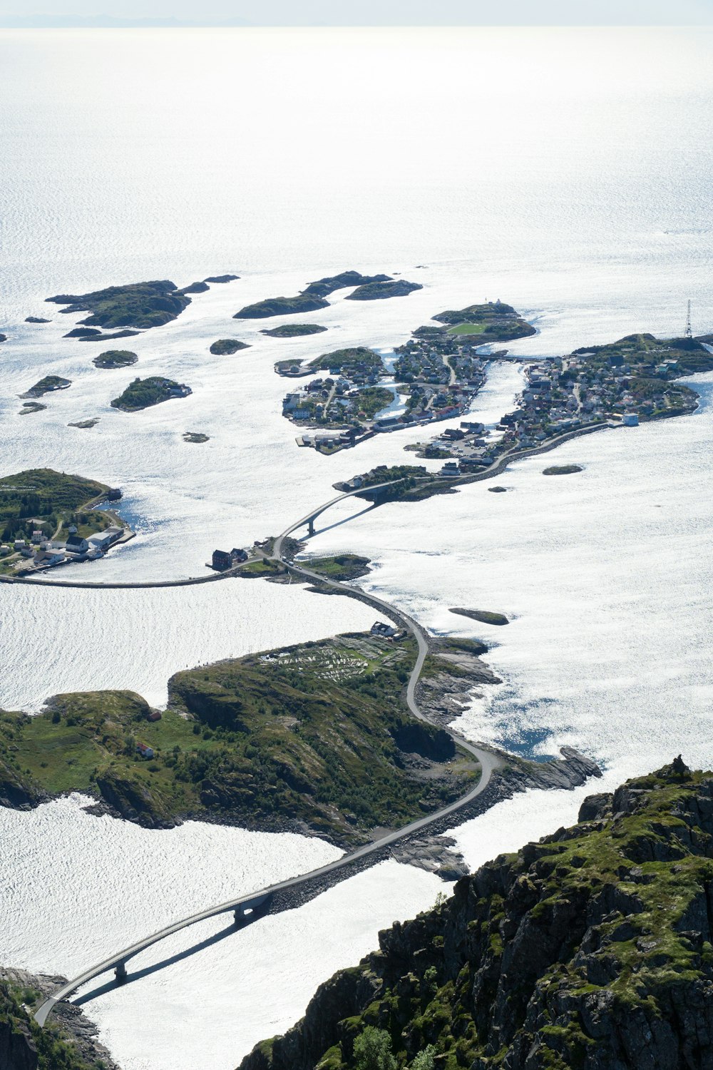 aerial view of green and brown island