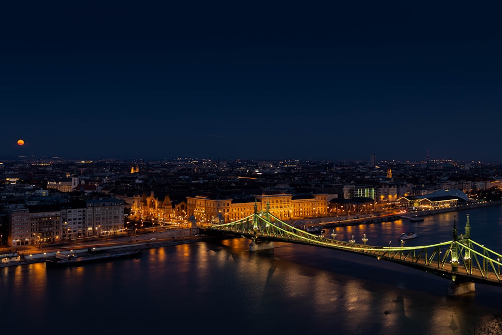 bridge over water during night time