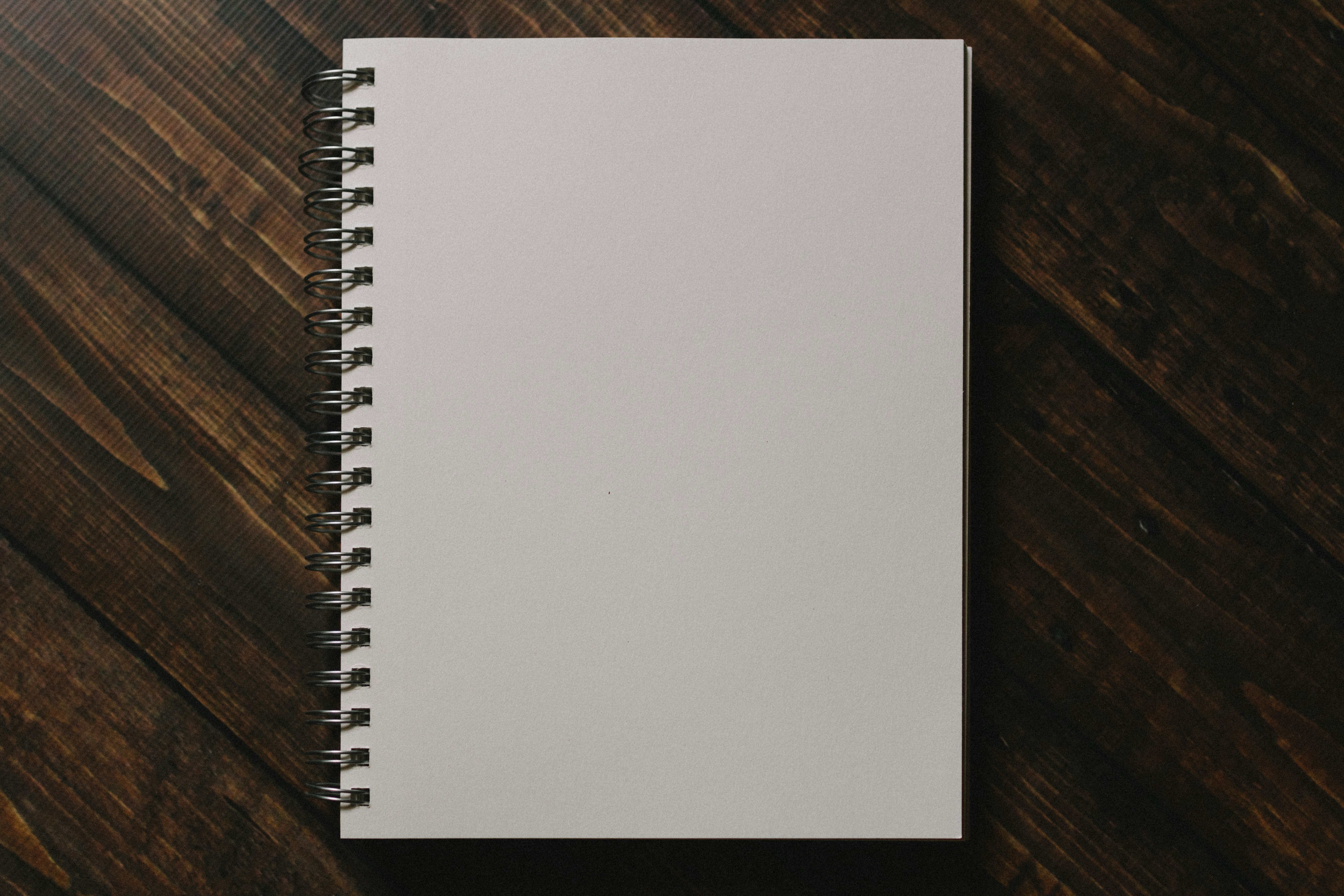 Blank spiral notebook