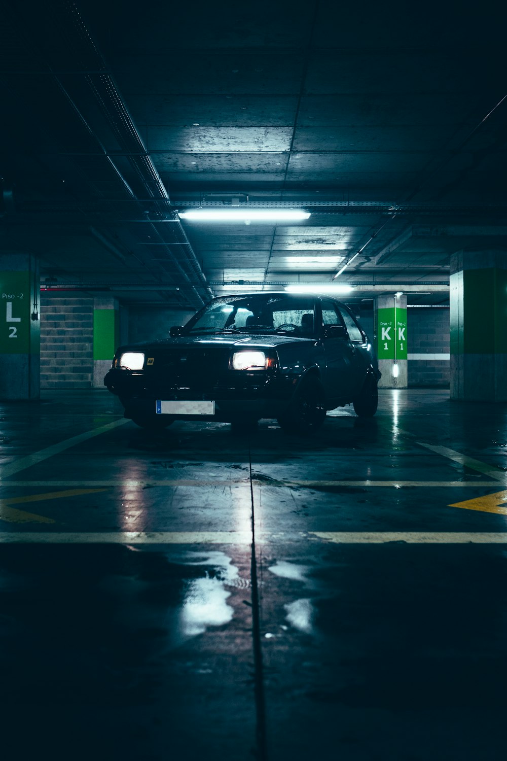 black car in a tunnel