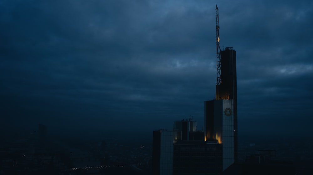 city skyline during night time