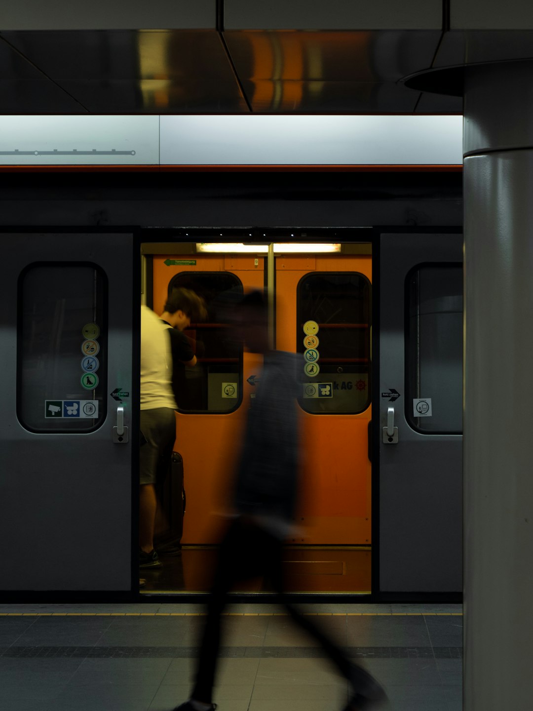 people in train during night time