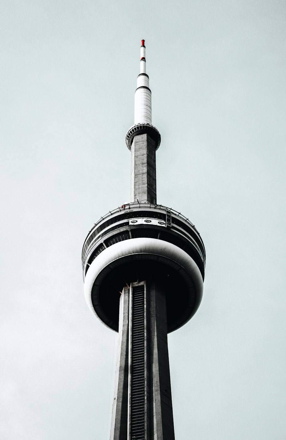 black and white tower under white sky