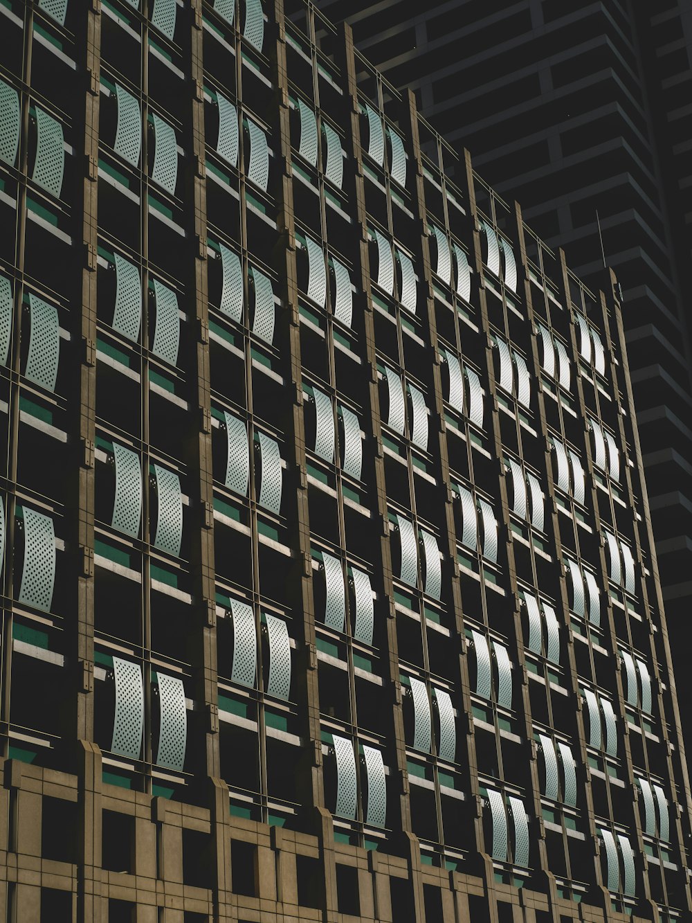 black and white glass walled building