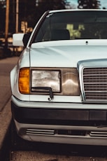 white car with orange and black lights
