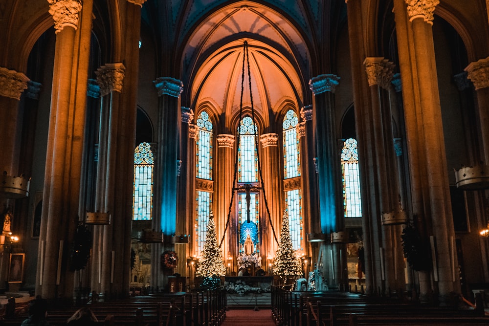 Interno della cattedrale marrone e bianco