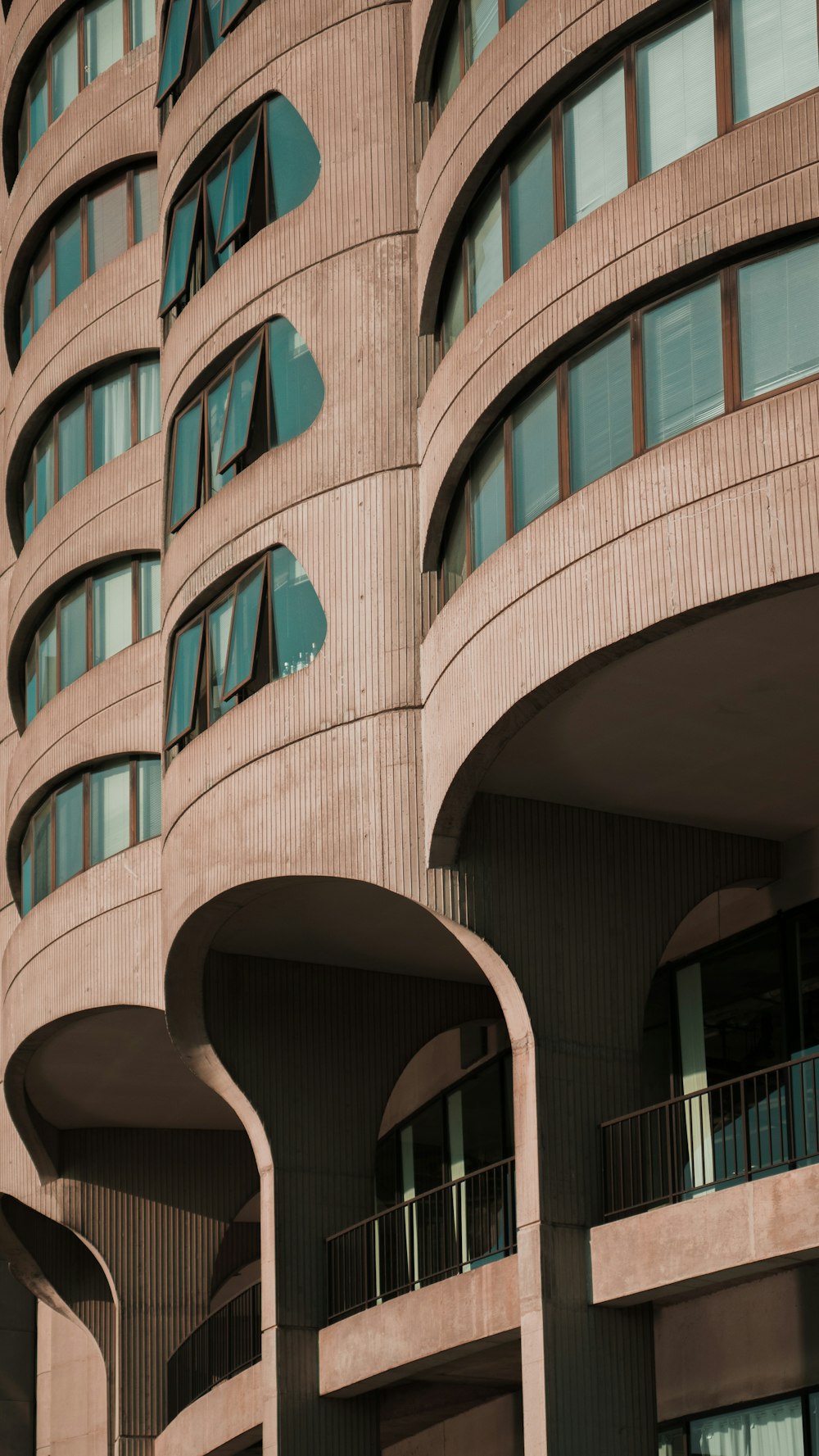 brown and blue concrete building