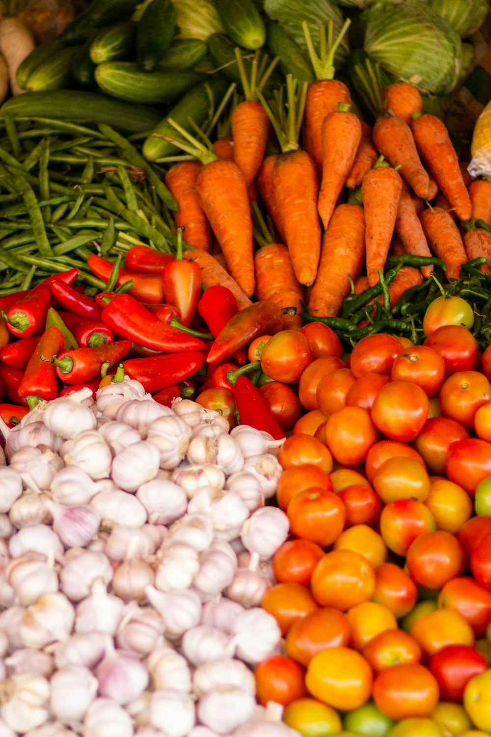 orange carrots and white round fruits