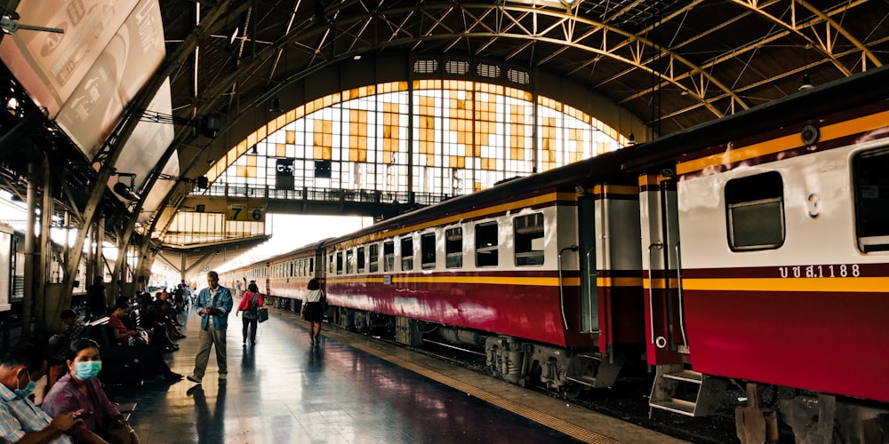 people walking on train station