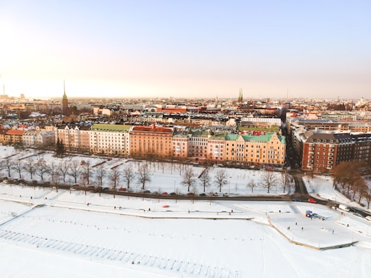 aerial view of city buildings during daytime in Eira Finland
