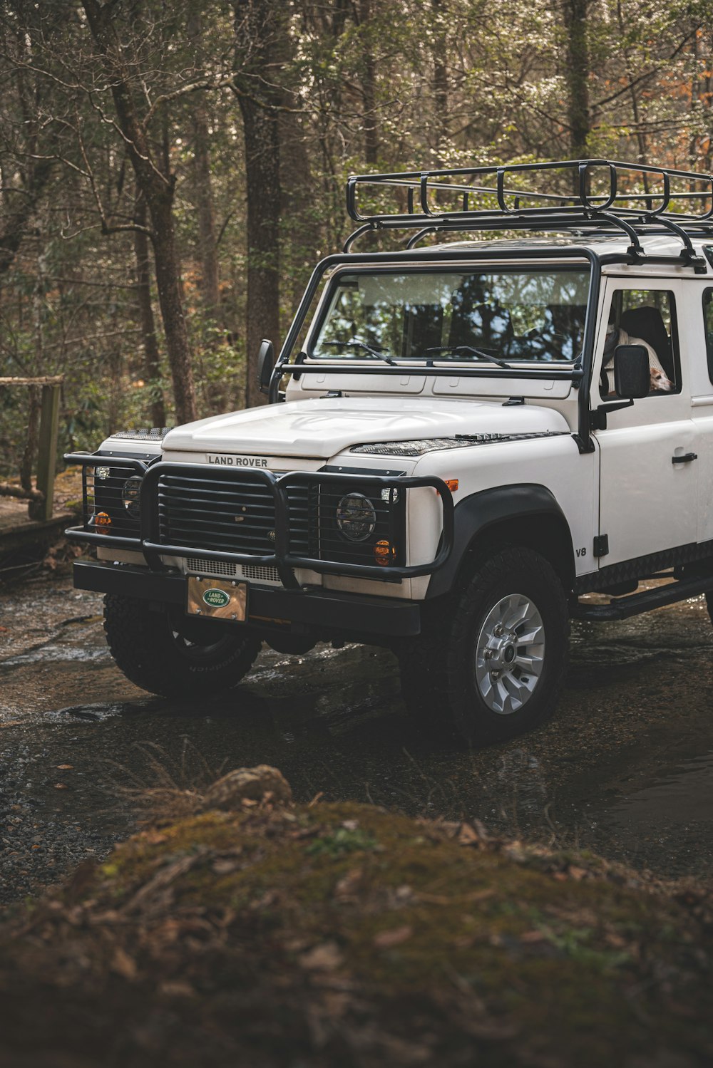 white jeep wrangler on dirt road