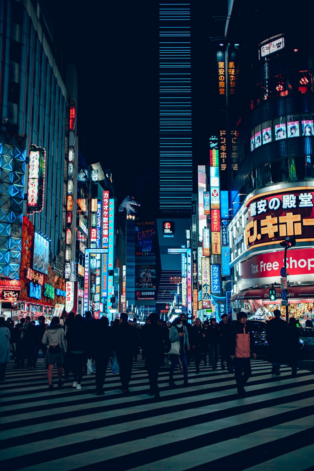 people walking on street during night time