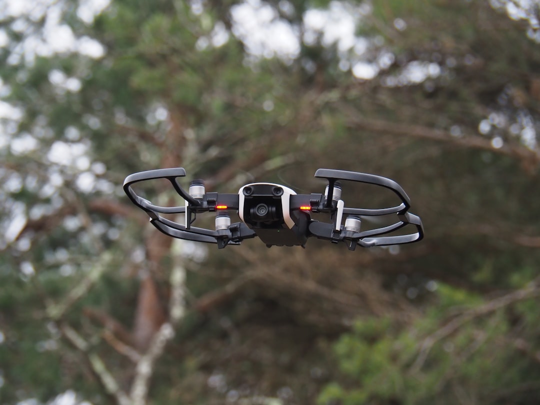black and white drone in tilt shift lens