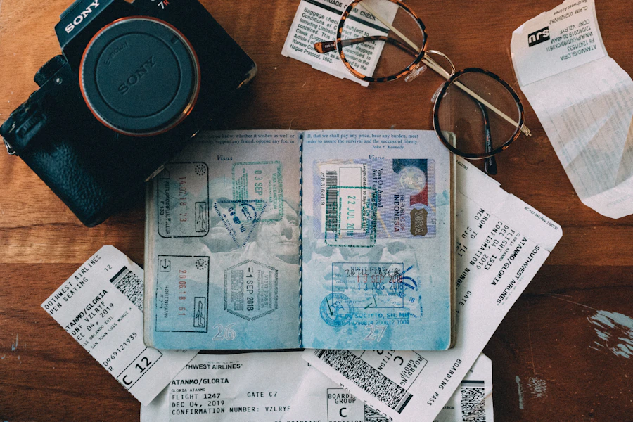 Travel documents on a desk
