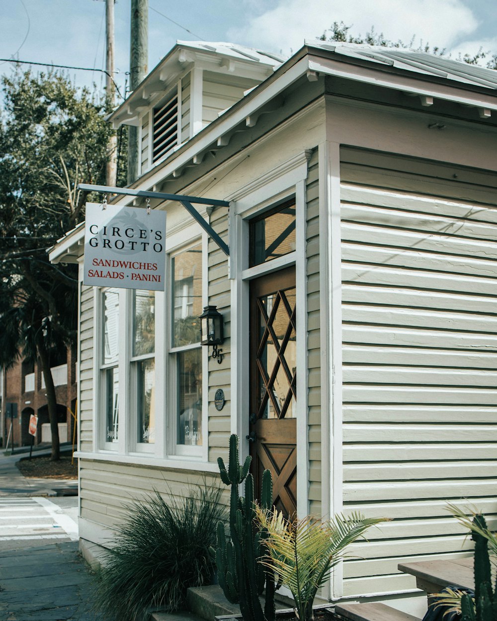 white and black wooden building